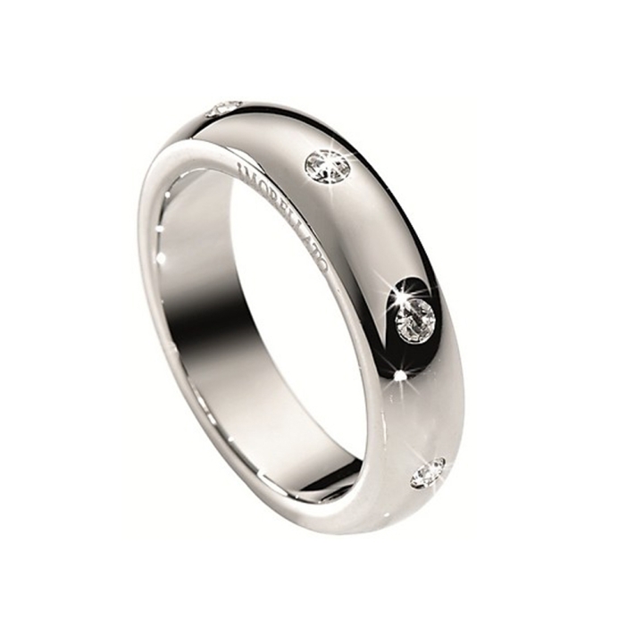 Anello Morellato fedina donna in acciaio 316L medicale con cristalli bianchi. Misura 16. Made in Italy.