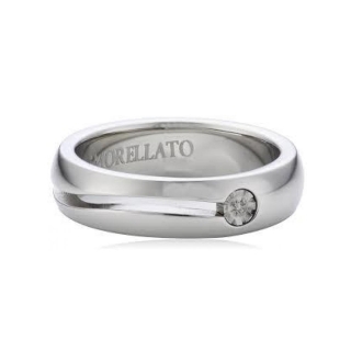 Anello Morellato fedina donna in acciaio 316L medicale con cristallo bianco. Misura 14. Made in Italy.