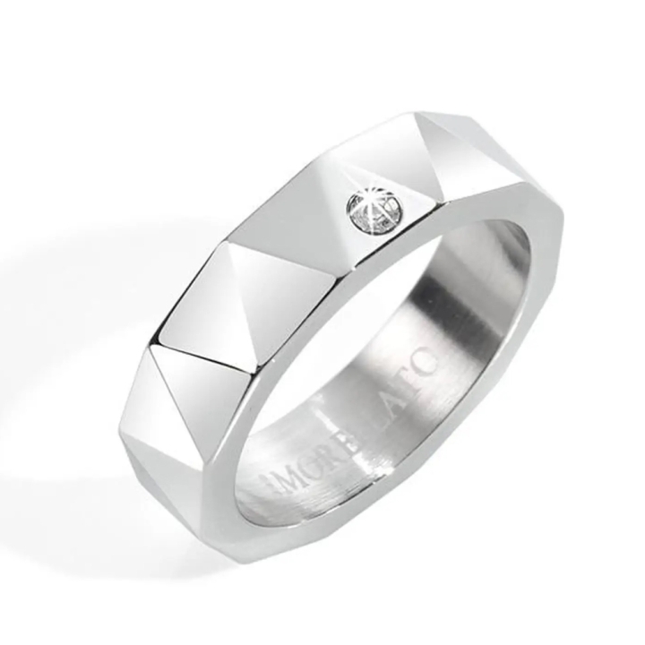 Anello Morellato donna in acciaio 316L medicale con zircone bianco. Misura 14. Made in Italy.