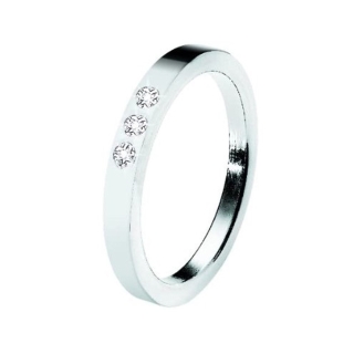 Anello Morellato donna in acciaio 316L medicale con tre zirconi bianchi. Misura 16. Made in Italy.