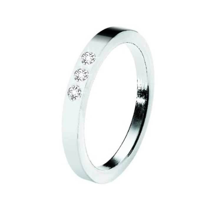 Anello Morellato donna in acciaio 316L medicale con tre zirconi bianchi. Misura 16. Made in Italy.