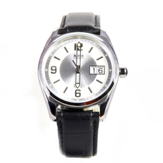Orologio Datamax Di Hugo Boss, da uomo, con cassa in acciaio e cinturino in pelle nero.