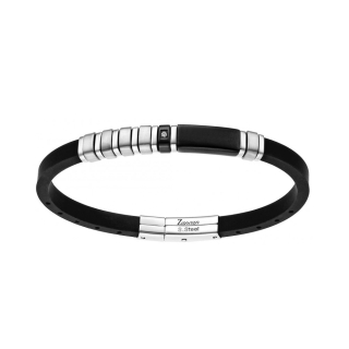 Zancan | Bracciale uomo in acciaio e silicone nero