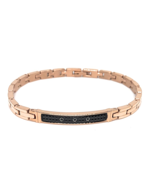 Zancan | Bracciale Hi-teck in acciaio rosè e spinelli neri Zancan | Bracciale Hi-teck in acciaio rosè e spinelli neri