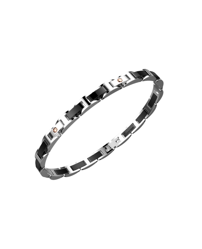 Zancan | Bracciale in acciaio con viti rosè