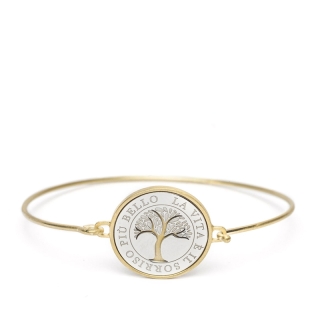 Life – Bracciale rigido piastra 2 cm dorato