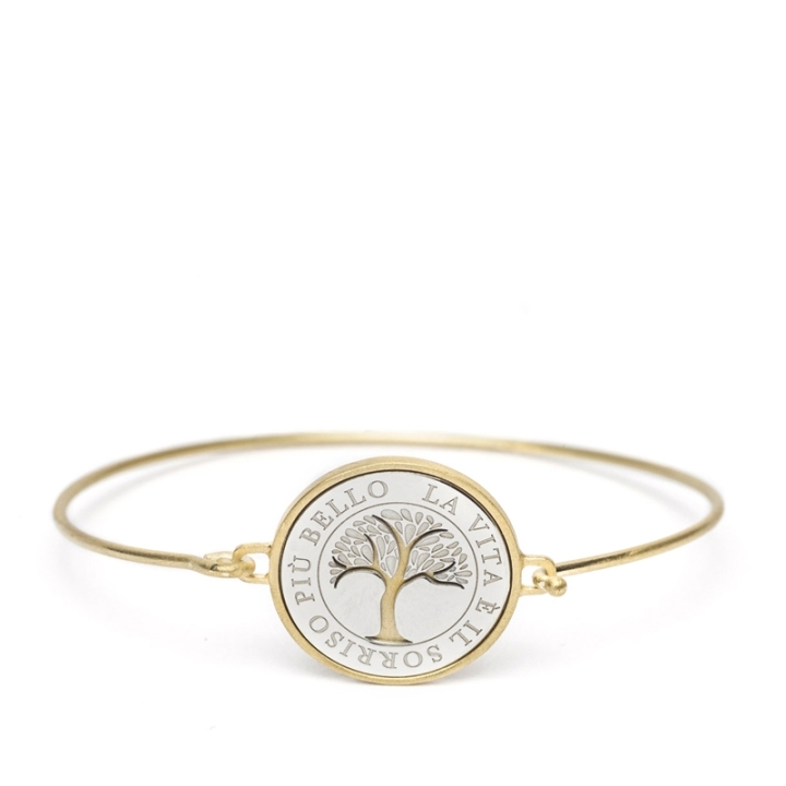 Life – Bracciale rigido piastra 2 cm dorato