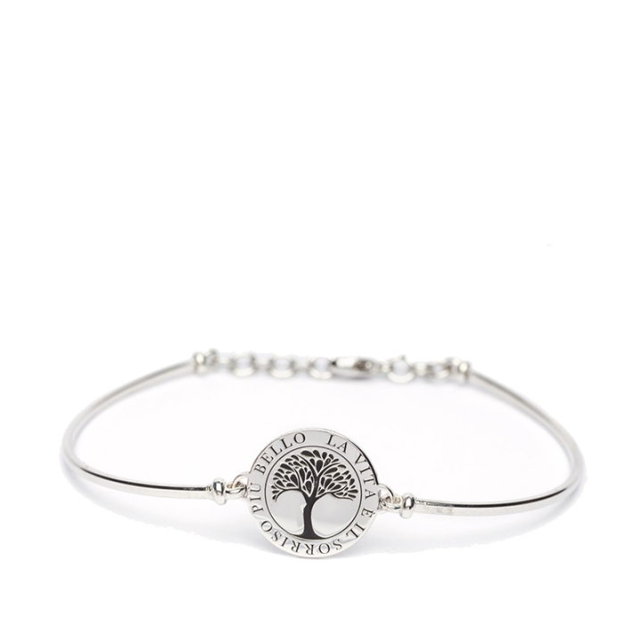 Life – Bracciale rigido piastra 1,5 cm argento