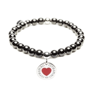 Cerchio della vita – Bracciale elastico pietre piastra smalto cuore
