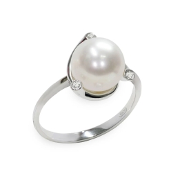 Mayumi | Anello in oro bianco, Diamanti e Perla Akoya  ANM194