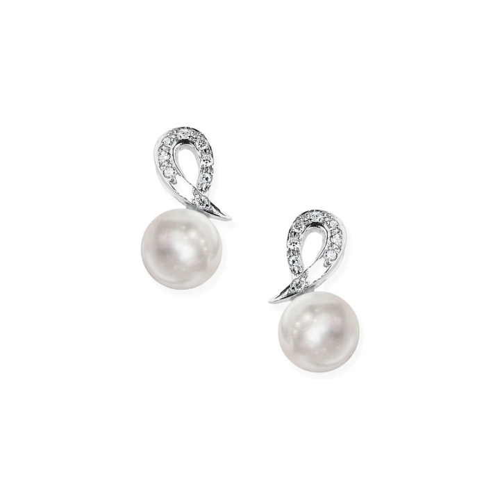 Mayumi | Orecchini in Oro bianco, Diamanti e Perle Akoya ORM110