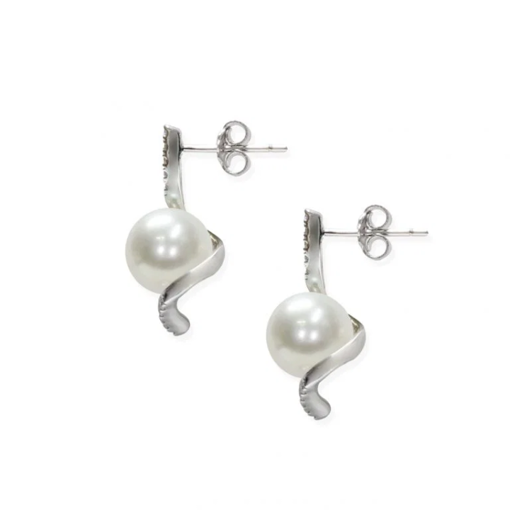 Mayumi | Orecchini in Oro bianco, Diamanti e Perle Akoya ORM335