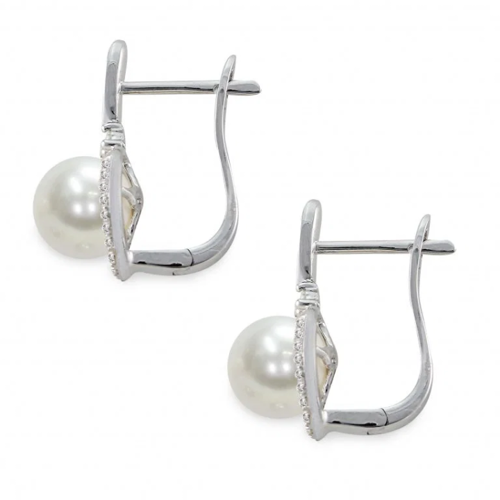 Mayumi | Orecchini in Oro bianco, Diamanti e Perle Akoya ORM362