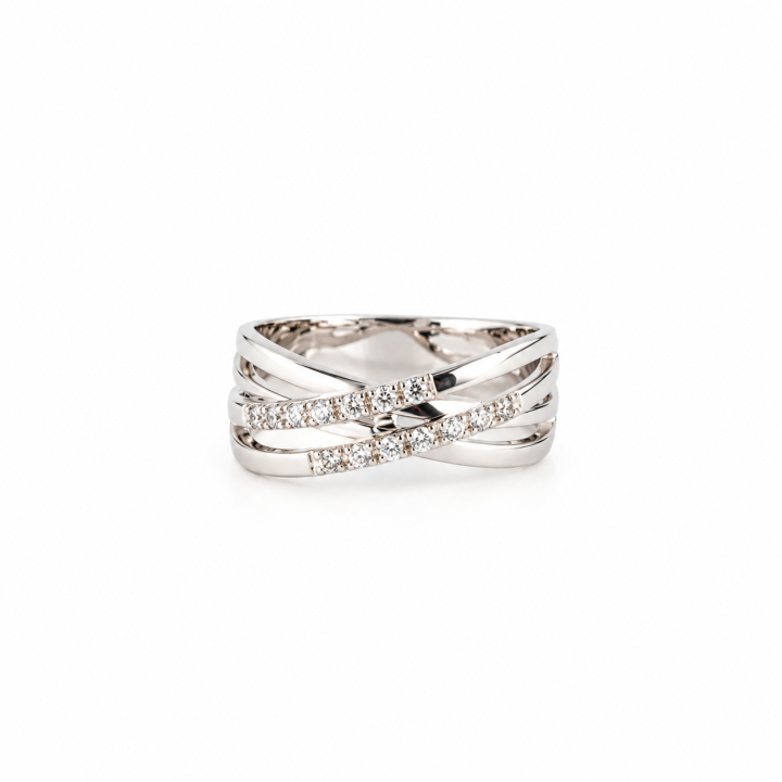 Crossover Ring White Gold 750/1000 | Ravelli Selection