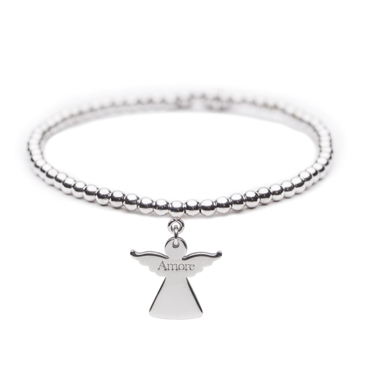 Angelo del Cuore – Bracciale elastico in argento – Amore -Cuorepuro.