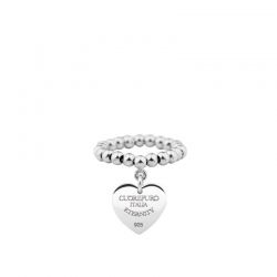 Amore Eterno – Anello elastico cuore 1 cm, argento 925 rodiato.