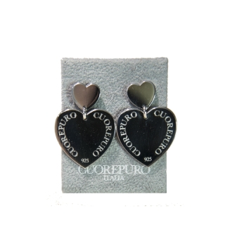 Orecchini semipendenti cuore in argento 925 rodiato.
