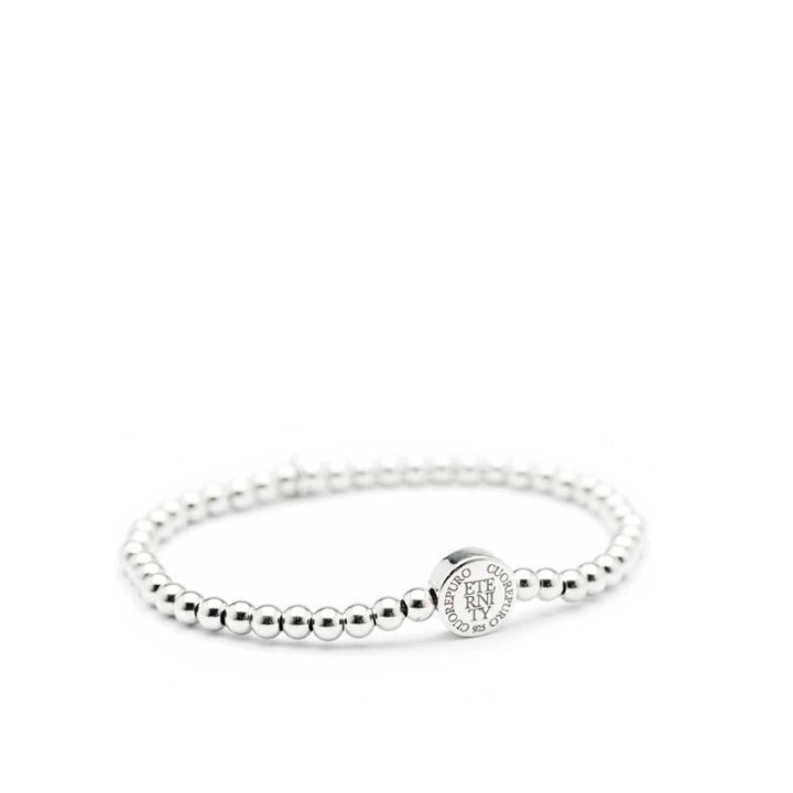 Bracciale elastico Eternity in argento 925 rodiato della Collezione Cerchio della Vita di Cuorepuro. Made in Italy.