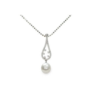 Pendente con catena in Argento 925‰ e Perla piena perlagione - CS210, collezione Jazz di Mayumi. Made in Italy.