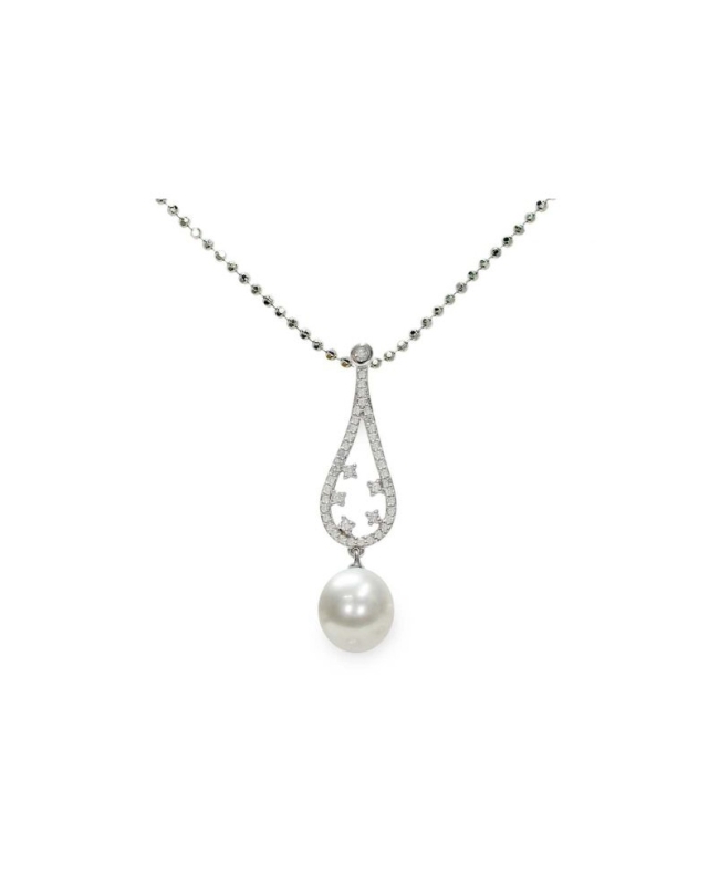 Pendente con catena in Argento 925‰ e Perla piena perlagione - CS210, collezione Jazz di Mayumi. Made in Italy. Pendente con catena in Argento 925‰ e Perla piena perlagione - CS210, collezione Jazz di Mayumi. Made in Italy.