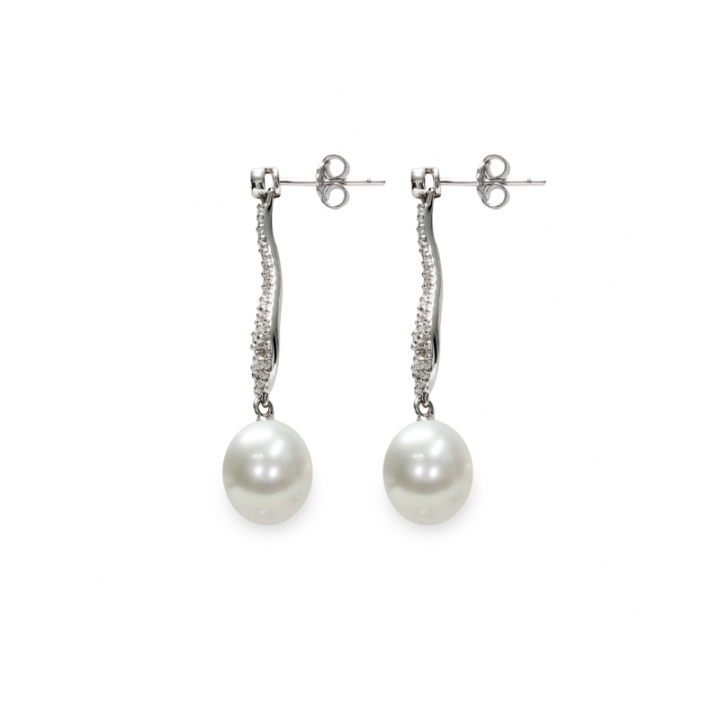 Orecchini in Argento 925‰ con Perle piena perlagione - OS170, collezione Jazz di Mayumi, confezione originale. Made in Italy.