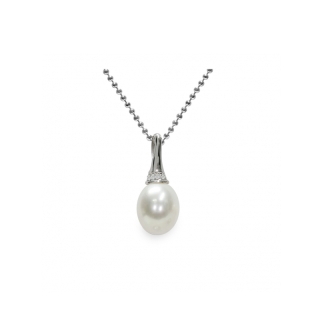 Pendente con catena in Argento 925‰ con Perla - CS271, collezione Premier di Mayumi, garanzia ufficiale. Made in Italy.
