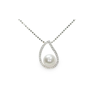 Pendente con catena in Argento 925‰ con Perla piena perlagione - CS215, collezione Jolie di Mayumi.
