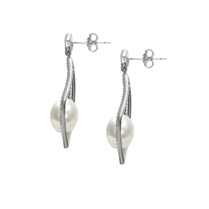 Orecchini in Argento 925‰  con Perle - OS171, collezione Jazz di Mayumi, garanzia ufficiale, confezione originale.