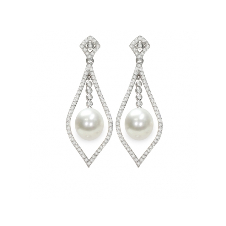 Orecchini in Argento 925‰  con Perle - OS171, collezione Jazz di Mayumi, garanzia ufficiale, confezione originale.