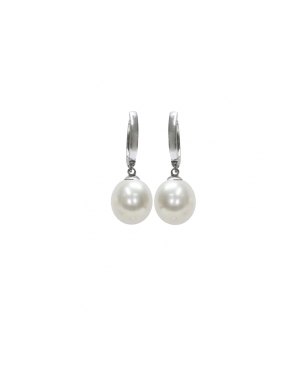 Orecchini in Argento 925‰ con Perle Piena Perlagione, drop 9-10mm della collezione Mod di Mayumi.