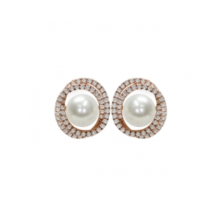 Orecchini in Argento 925‰ trattato in pvd gold rosè con Perle piena perlagione - OS188, collezione Jolie di Mayumi.