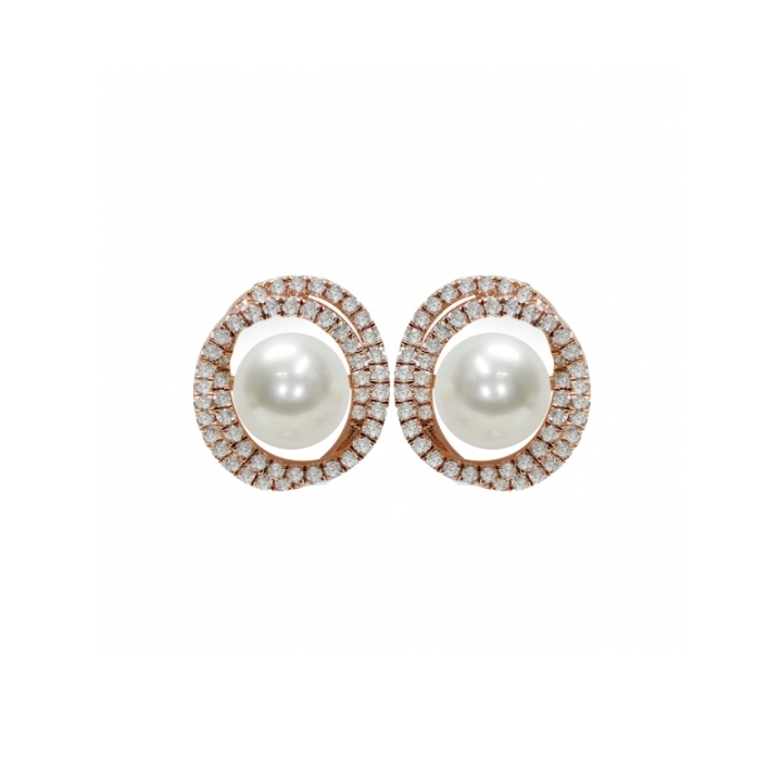 Orecchini in Argento 925‰ trattato in pvd gold rosè con Perle piena perlagione - OS188, collezione Jolie di Mayumi.