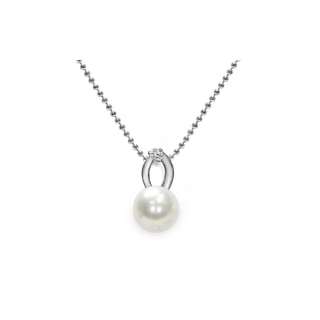 Pendente con catena in Argento 925‰ con Perla piena perlagione  - CS136, lunghezza 45 cm, collezione Jolie di Mayumi.