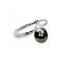 Anello in Argento 925‰ con Perla piena perlagione drop nera - AS115N, misura ø 14, collezione Swing di Mayumi.