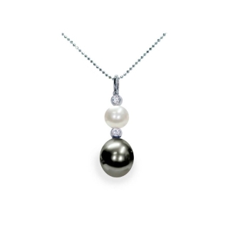 Pendente con catena in Argento 925‰ con Perle piena perlagione - CS165, lunghezza 45 cm, collezione Revival di Mayumi.
