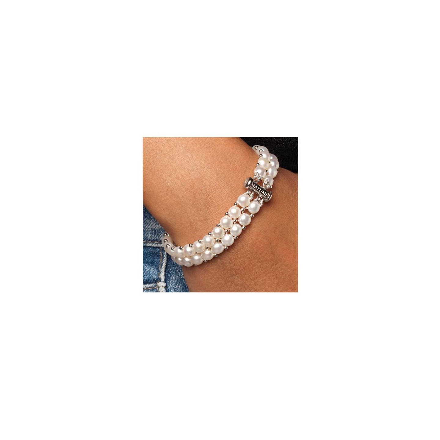 Bracciale di Perle Piena Perlagione 7×7½mm e Argento 925‰ lunghezza cm 19,5