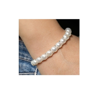 Bracciale in argento 925 e perle piena perlagione - BS123, collezione Rococò di Mayumi.