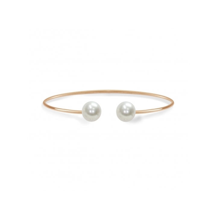 Bracciale rigido in Argento 925‰ e Perle bianche di Mayumi Gioielli