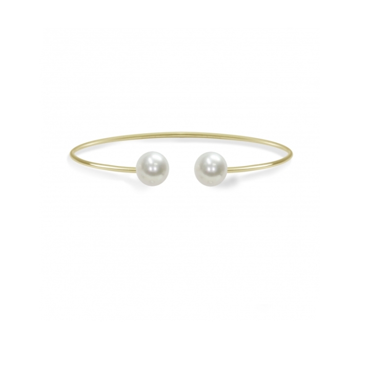 Bracciale rigido in Argento 925‰ Perle Piena Perlagione, misura ø 6 cm, collezione Fascino di Mayumi.