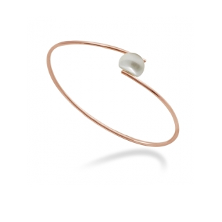 Mayumi | Bracciale rigido in Argento 925‰ in pvd gold rose con Perla