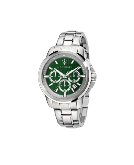 Orologio Maserati della collezione Successo, da uomo con movimento al quarzo TMI VD53 e funzioni di cronografo con data. Orologio Maserati della collezione Successo, da uomo con movimento al quarzo TMI VD53 e funzioni di cronografo con data.