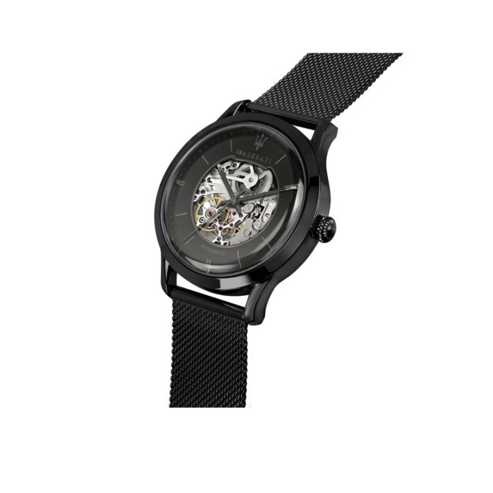 Orologio Maserati da uomo, della collezione Ricordo. Movimento automatico skeleton TY2809 e funzioni di solo tempo.