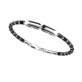 Bracciale Zancan da uomo, semirigido in argento 925 con tubolari satinati della collezione Insignia 925.