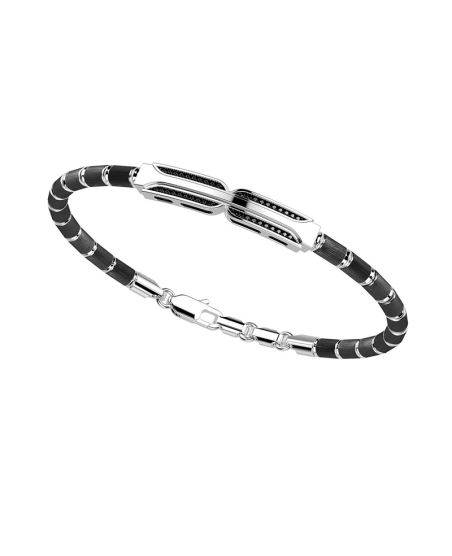 Bracciale Zancan da uomo, semirigido in argento 925 con tubolari satinati della collezione Insignia 925.