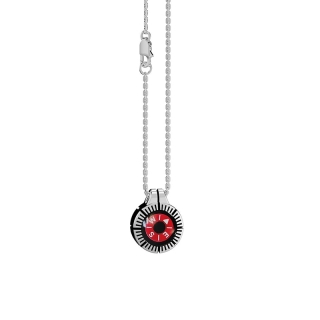 Collana Zancanda uomo, in argento con bussola su fondo rosso della collezione Kompass.