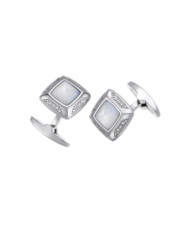 Gemelli Zancan, da uomo, della collezione HiTeck. In acciaio anallergico, madreperle e zaffiri bianchi. Made in Italy. Gemelli Zancan, da uomo, della collezione HiTeck. In acciaio anallergico, madreperle e zaffiri bianchi. Made in Italy.