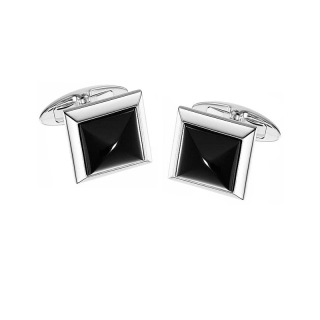 Gemelli Zancan da uomo della collezione Hi Teck. In acciaio anallergico e onice. Made in Italy.
