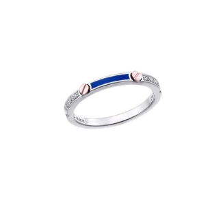 Anello Zancan in argento 925, dettagli in oro rosa a titolo 18 kt e zaffiri bianchi.