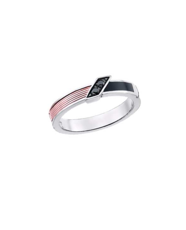 In argento 925 e dettagli in oro 18 kt, smalto e spinelli neri In argento 925 e dettagli in oro 18 kt, smalto e spinelli neri