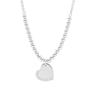 Collana della collezione Enjoy di Cuorepuro, in argento 925 rodiato con cuore di 1.5 cm. Made in Italy.